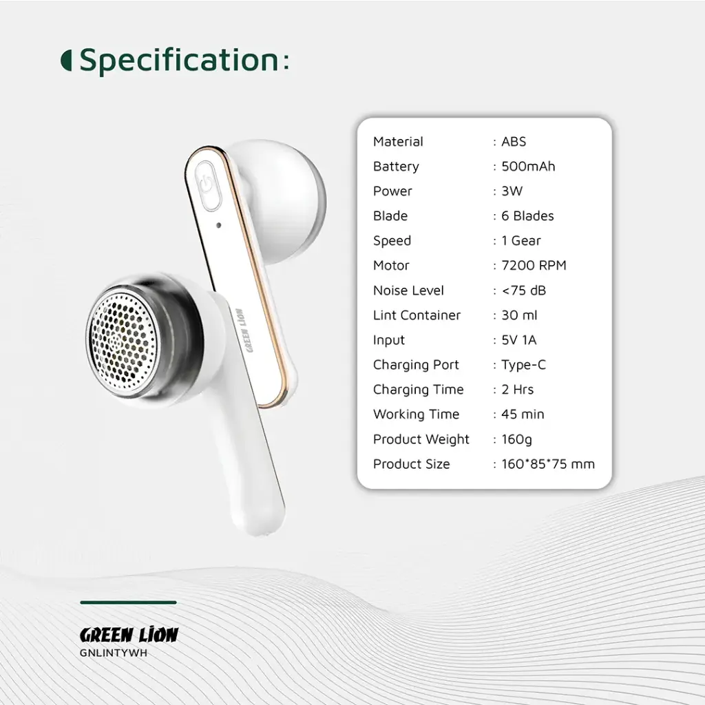 پرزگیر پارچه و لباس گرین لاین مدل Green Lion Lint Y Lint Remover GNLINTYWH