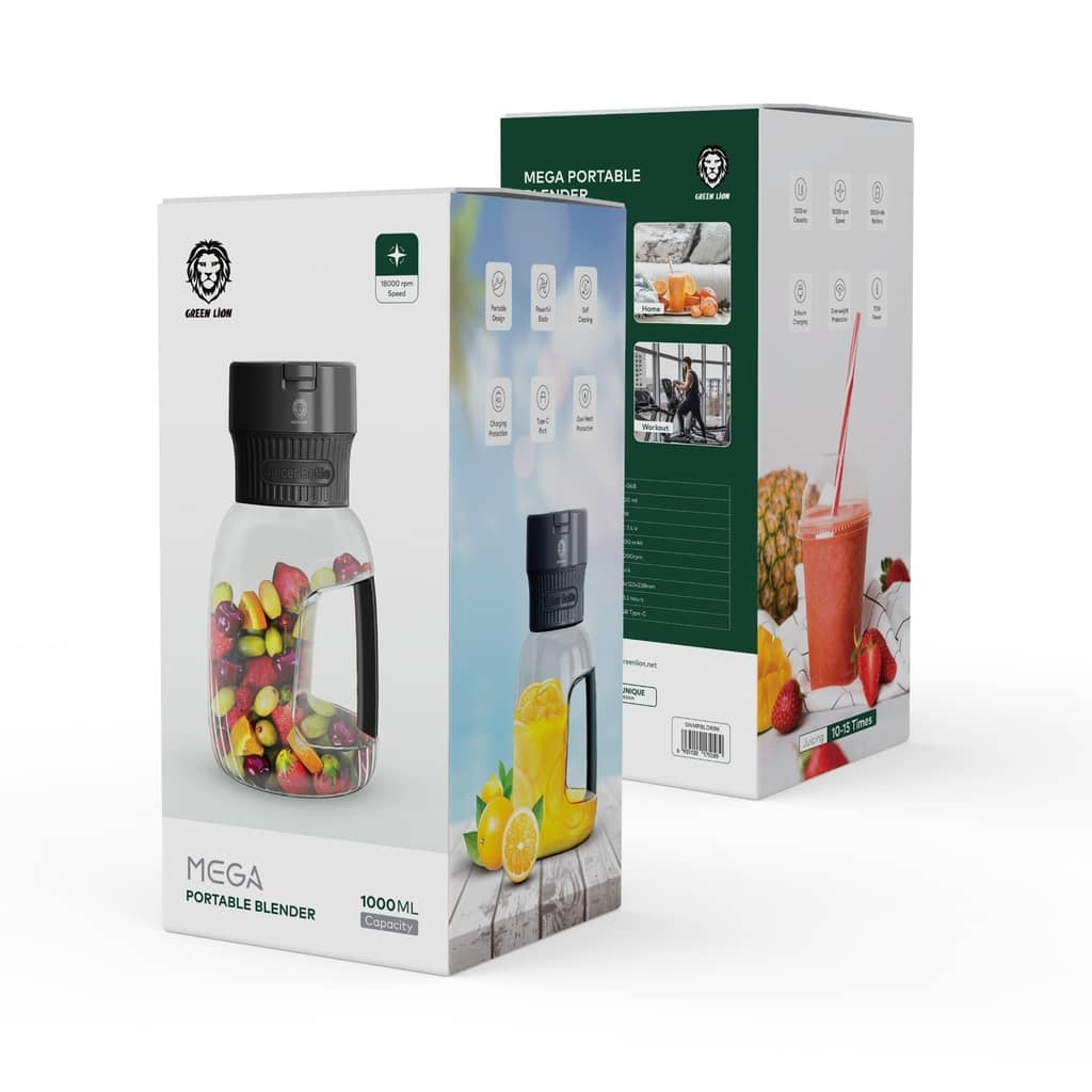 مخلوط کن شارژی گرین لاین با گنجایش 1 لیتر مدل Mega Portable Blender GNMPBLDRBK