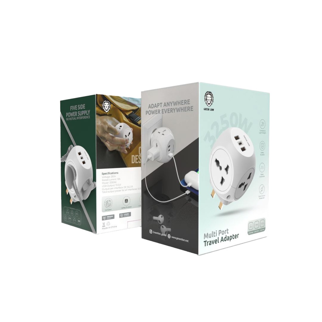 آداپتور مسافرتی گرین لاین مدل Green Lion Multi Port Travel Adapter GNMPTLAD4WWH