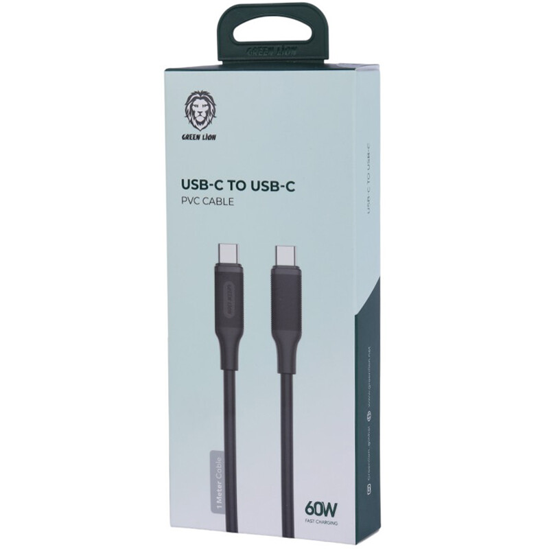 کابل 1 متری دو سر Type-C گرین لاین 60 وات مدل Green Lion GNPVC60CTC 60W 1m Fast Charging Cable