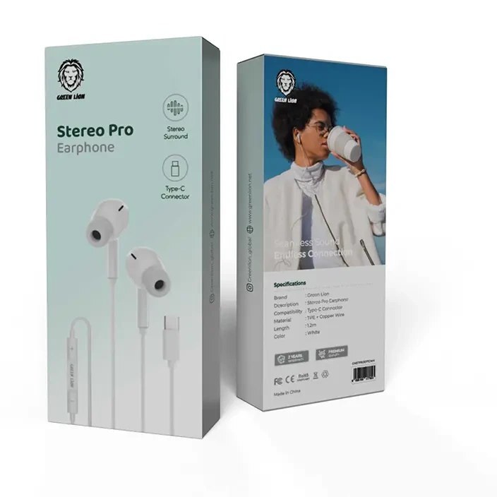 هندزفری سیمی Type-c گرین لاین مدل Green Lion Stereo Pro GNSTPROEPTCWH