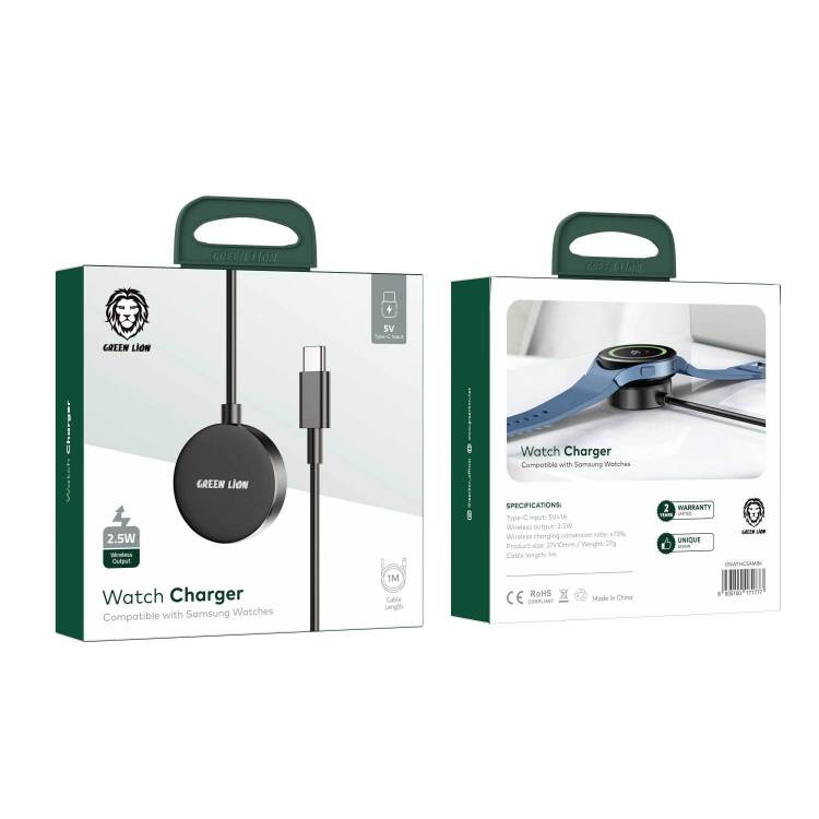 شارژر ساعت هوشمند سامسونگ گرین لاین مدل Green Lion Wireless Samsung Watch Charger 2.5W GNWTHCSAMBK