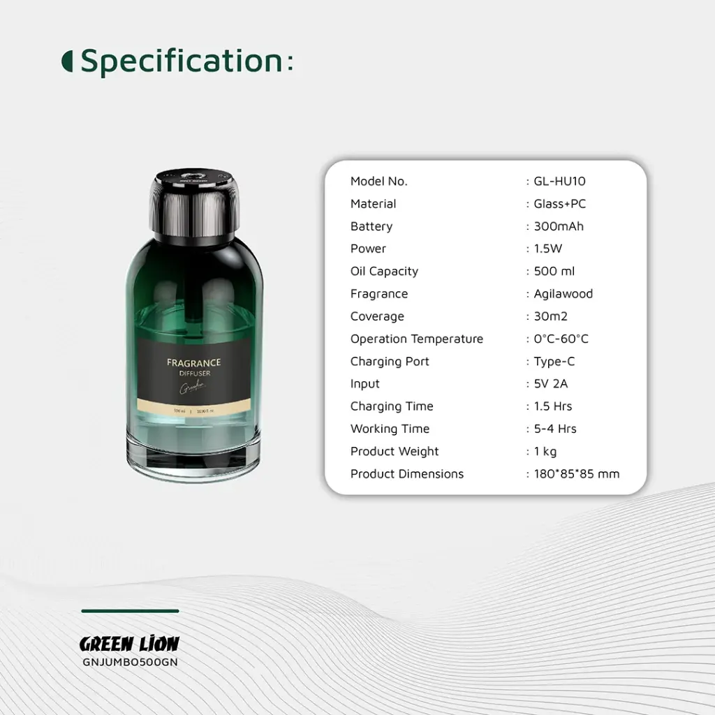 خوشبوکننده گرین لاین مدل Green Lion Jumbo Fragrance Diffuser GNMIC65XTYCBK