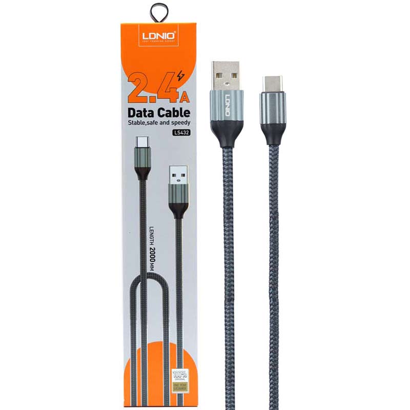کابل شارژ USB به تایپ 2 متری الدینیو LDNIO LS432 2.4A 2m USB To Type-C cable