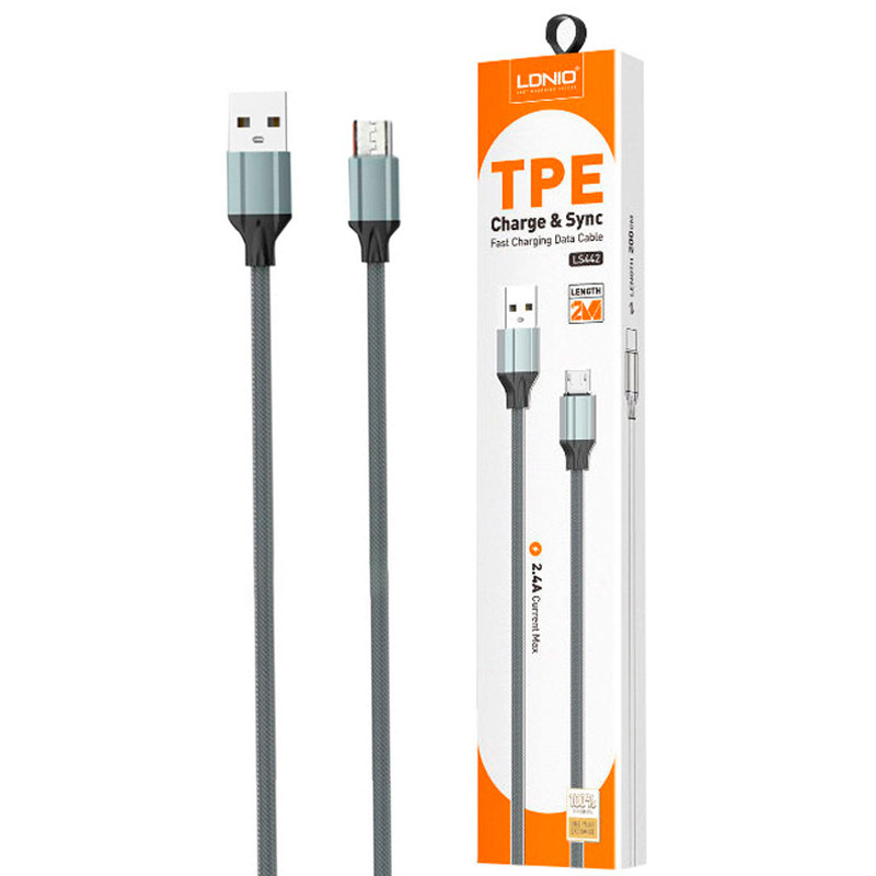 کابل شارژ USB به میکرو یو اس بی 2 متری الدینیو مدل LDNIO LS442 2.4A 1M USB To Type-C Fast Cable