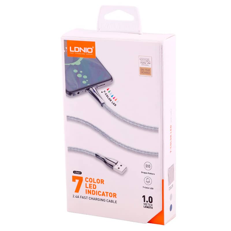 کابل میکرو یو اس بی 2.4 آمپر 1 متری الدینیو مدل Ldnio LS461 2.4A 1m MicroUSB Cable