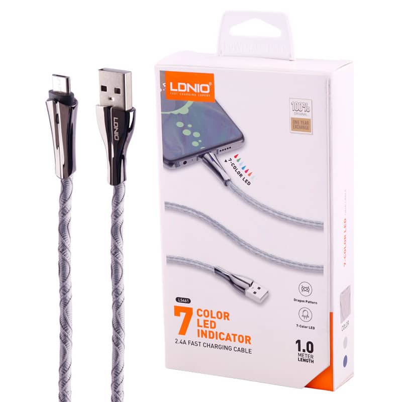 کابل میکرو یو اس بی 2.4 آمپر 1 متری الدینیو مدل Ldnio LS461 2.4A 1m MicroUSB Cable