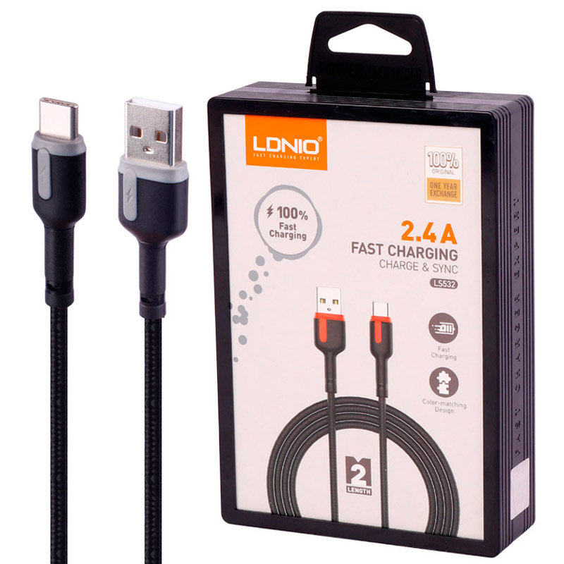 کابل تایپ سی 2.4 آمپر 2 متری الدینیو مدل Ldnio LS532 2.4A 2m Type-C Cable