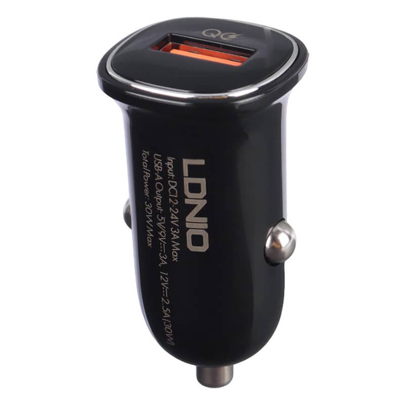 شارژر فندکی 30 وات الدینیو همراه کابل فست شارژ مدل Ldnio C105 QC3.0 PD 3A 30W Fast Car Charger