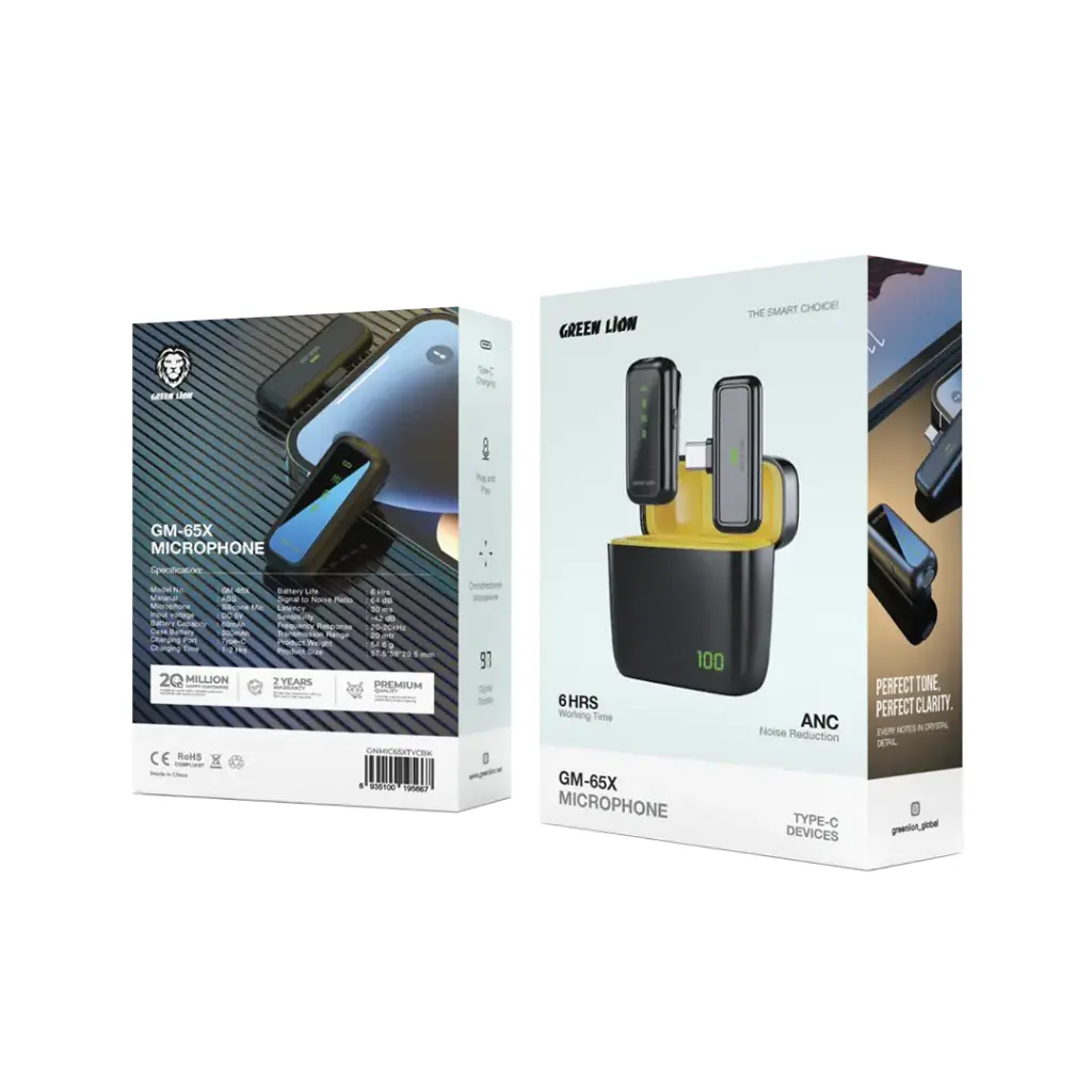 میکروفون بیسیم تایپ سی گرین لاین مدل Green Lion SX5 Microphone for Type-C GNMIC65XTYCBK