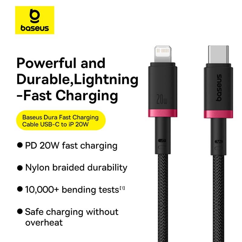 کابل شارژ 1 متری Lightning به Type-C بیسوس 20 وات مدل