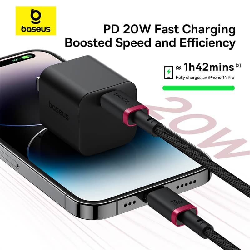 کابل شارژ 1 متری Lightning به Type-C بیسوس 20 وات مدل