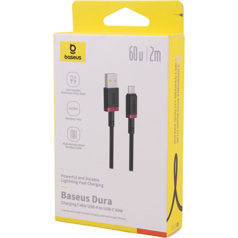 کابل شارژ 2 متری USB به Type-C بیسوس 60 وات مدل Baseus Dura P10377802U USB-A To Type-C PD 60W 2m Fast Charging Cable