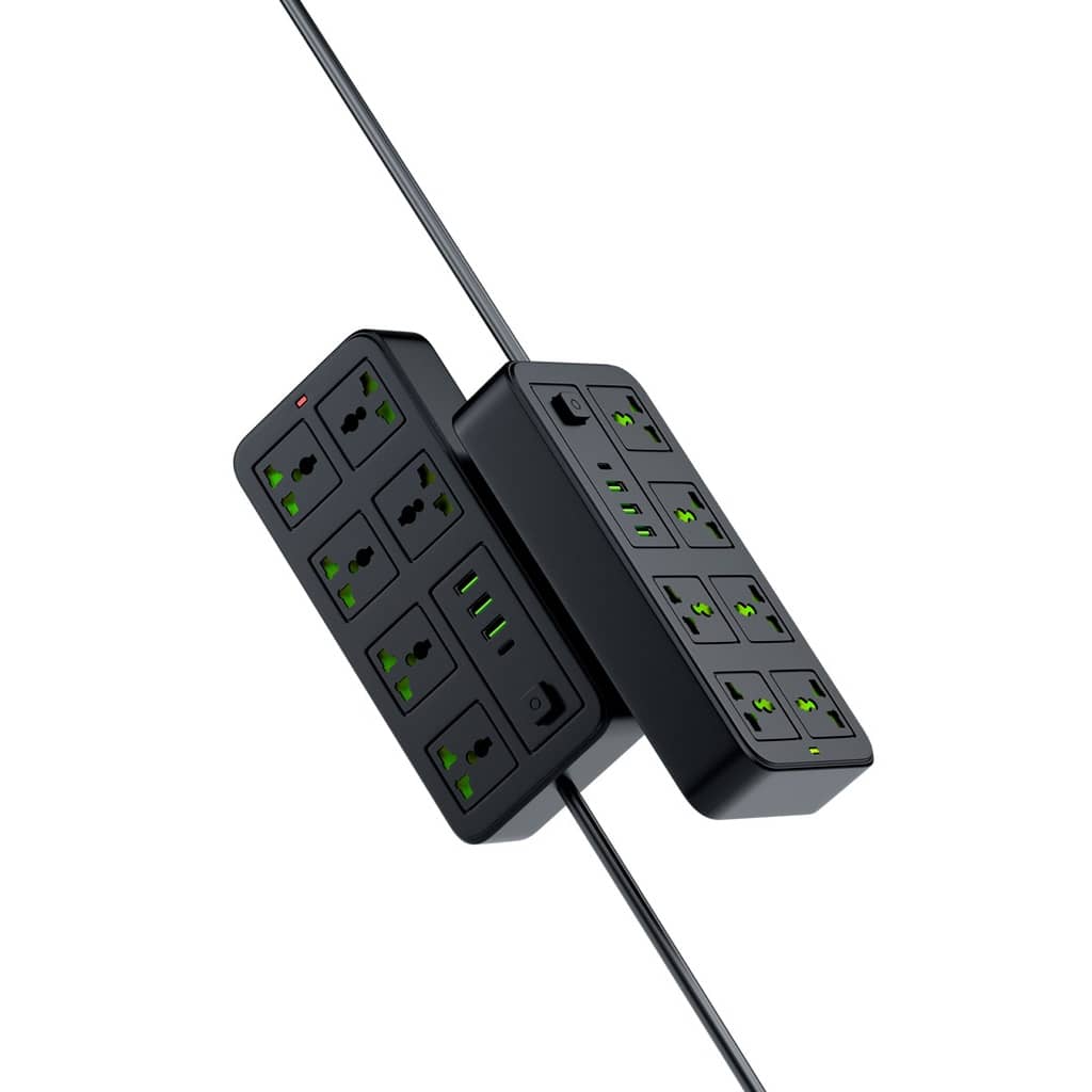 چندراهی برق و شارژر پرودو 6 خانه مدل Porodo Blue 6 Universal Sockets Power Strip PB-6ACPS1C3A-BK