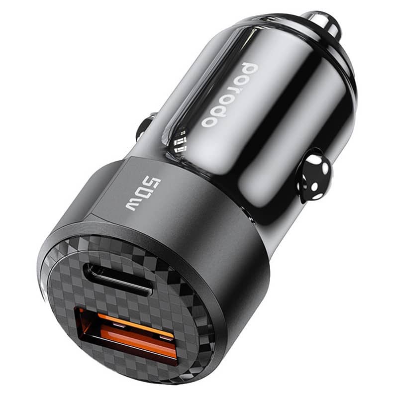 شارژر فندکی 50 وات پرودو فست شارژ مدل Porodo PD-CC50W 3A QC3.0 PD 50W