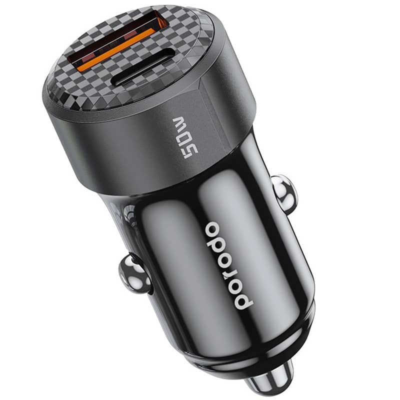 شارژر فندکی 50 وات پرودو فست شارژ مدل Porodo PD-CC50W 3A QC3.0 PD 50W