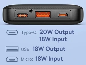 پاوربانک 20 وات بیسوس مدل Baseus Airpow Fast Charge Power Bank 10000mAh 20W PPAP10 PPQD090001