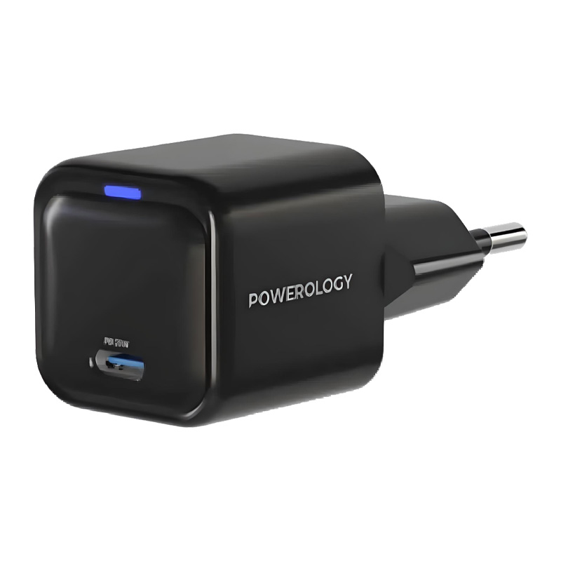 شارژر دیواری پاورولوژی 20 وات مدل Powerology EU Ultra-Compact GaN Charger PD 20W PWCUQC015