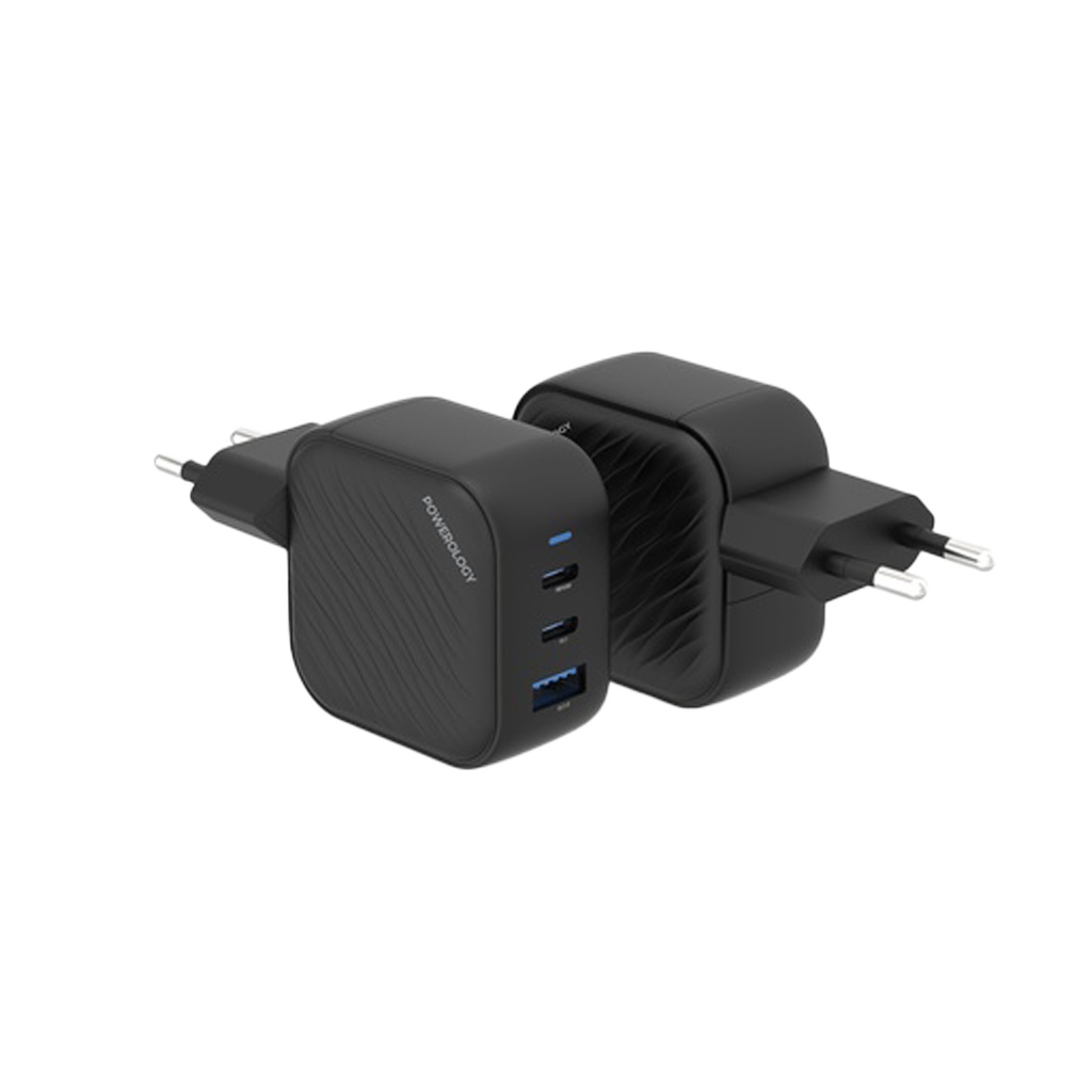 شارژر دیواری 65 وات پاورولوژی مدل Powerology GaN Ultimate-EU Dual PD Charger PWCUQC019 65W