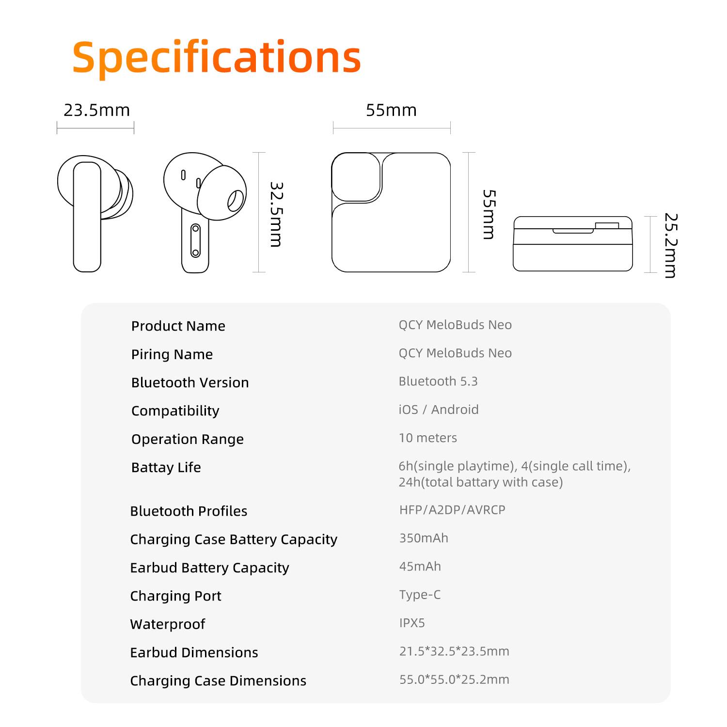 هندزفری بلوتوثی کیو سی وای مدل QCY Melobuds NEO TWS Wireless Eraphone
