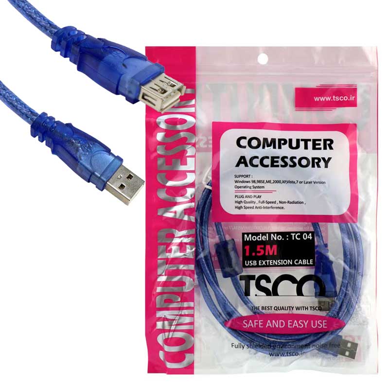 کابل افزایش طول USB تسکو 1.5 متری مدل TSCO TC 04 USB 1.5m