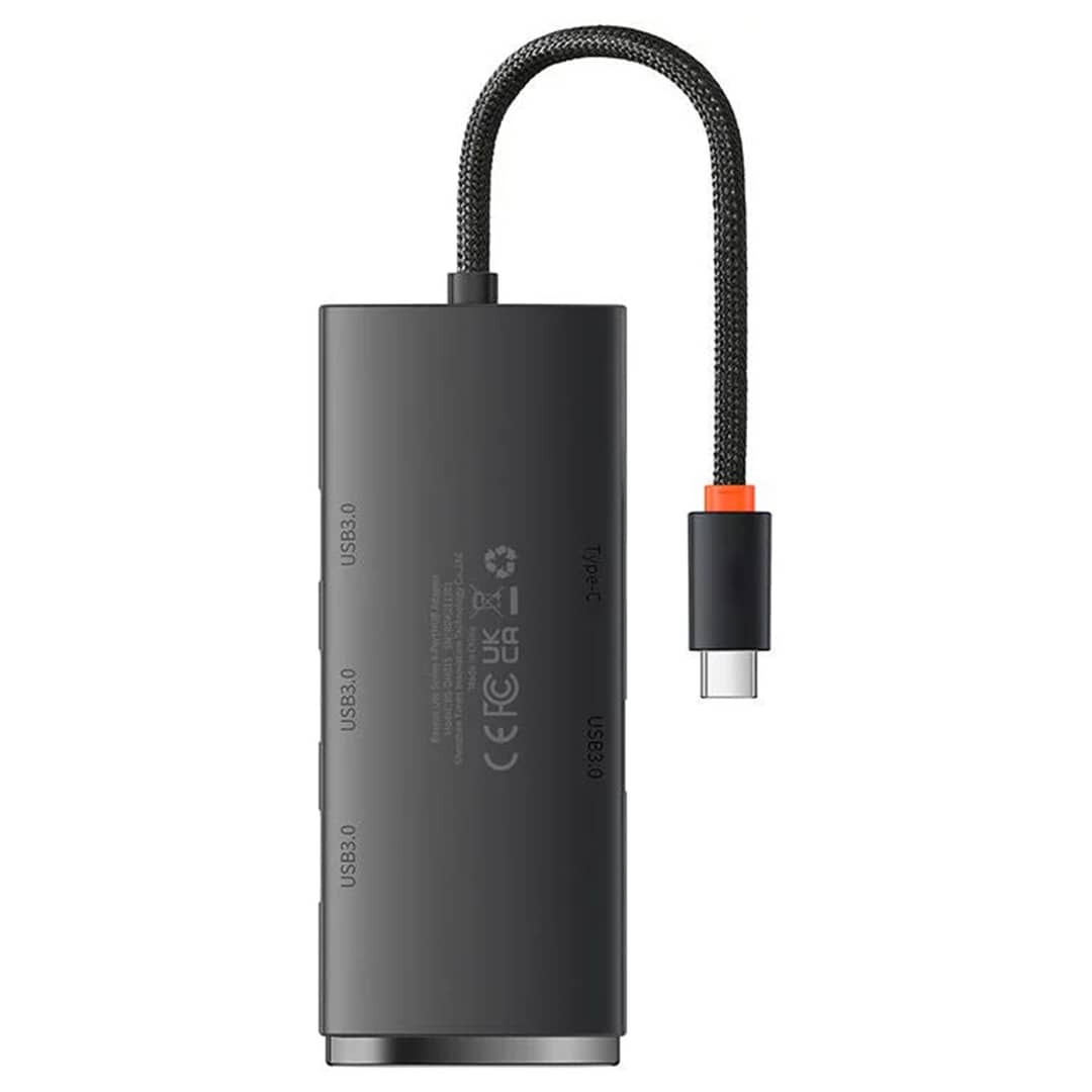 هاب تایپ سی 4 پورت بیسوس مدل Baseus Airjoy Series 4-Port Type-C HUB Adapter WKQX080101 4X USB 3.0 25Cm