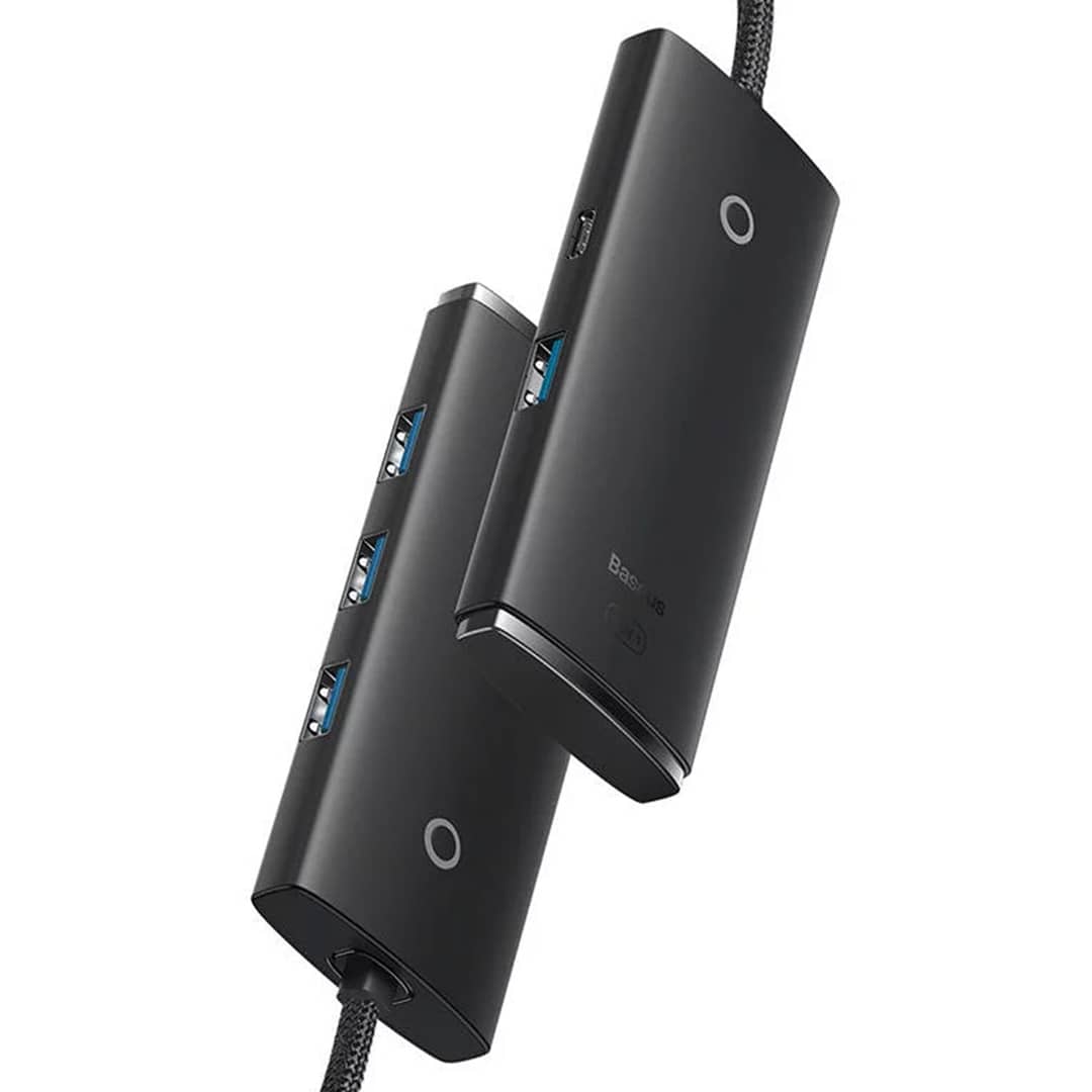 هاب تایپ سی 4 پورت بیسوس مدل Baseus Airjoy Series 4-Port Type-C HUB Adapter WKQX080101 4X USB 3.0 25Cm