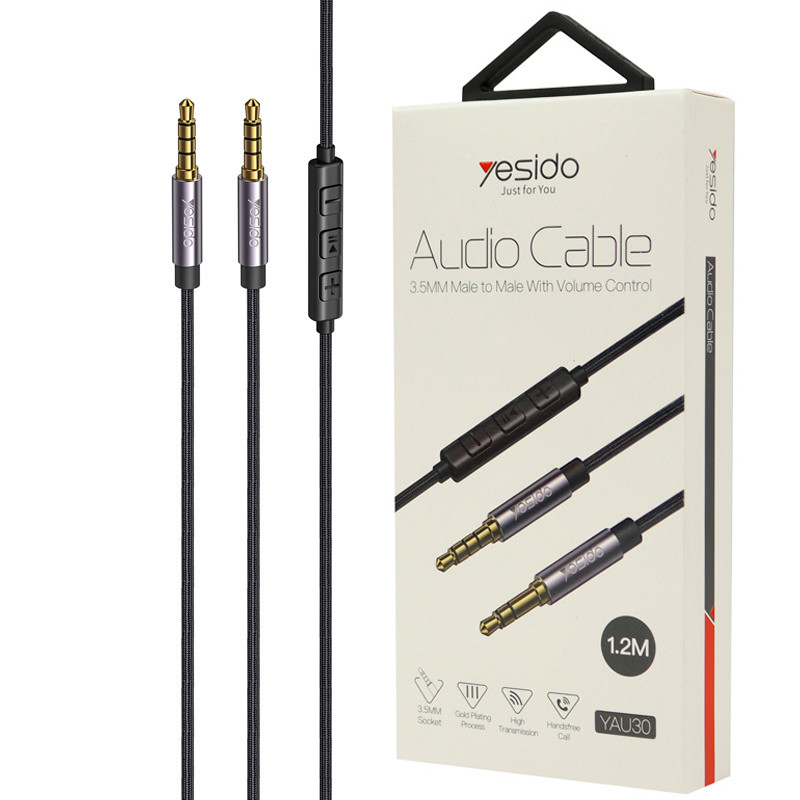 کابل AUX ریموت دار مدل Yesido YAU30 AUX 1.2m Cable