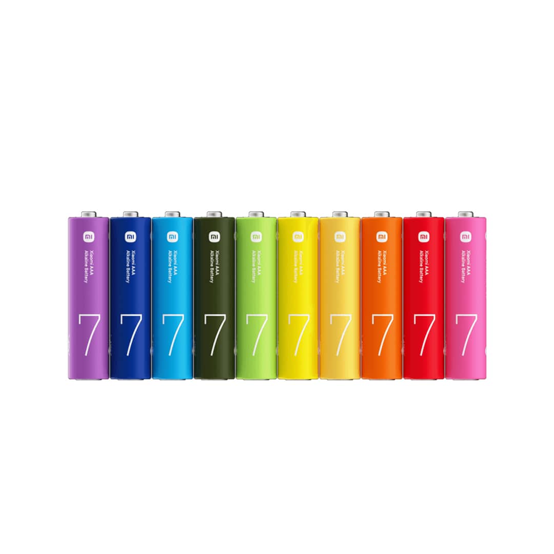 باتری نیم قلمی شیائومی پک 10 تایی رنگین کمانی مدل Xiaomi ZI7 LR03 Alkaline AAA