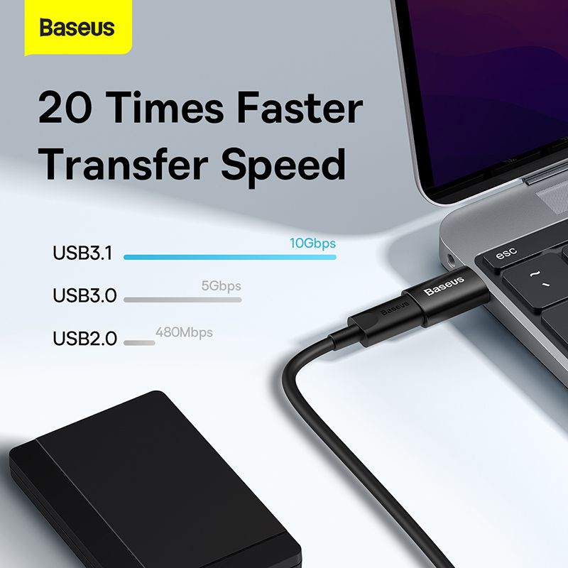 تبدیل OTG تایپ سی به USB بیسوس مدل Baseus Ingenuity Series Mini OTG Adapter USB 3.1 to Type-C ZJJQ000101