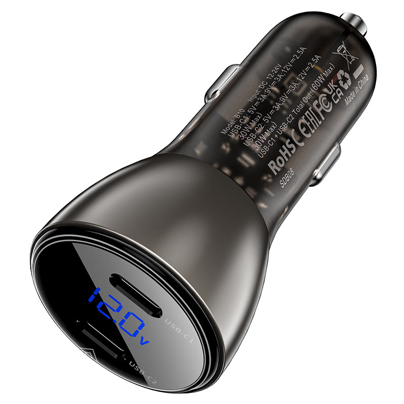 شارژر فندگی ایس فست 60 وات مدل Fast Charge Car Charger B10 60W