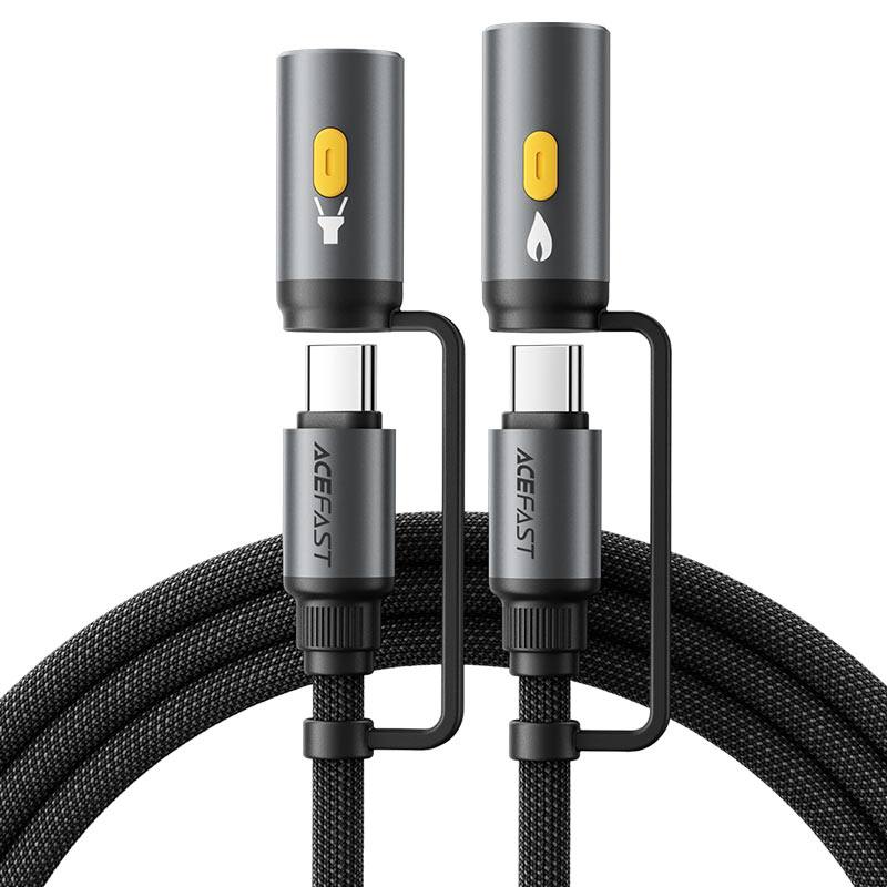 کابل شارژ 1.2 متری Type-C به Type-C چندکاره ایس فست 60 وات مدل Charging Data Cable J4 USB-C / LED light / cigarette lighter
