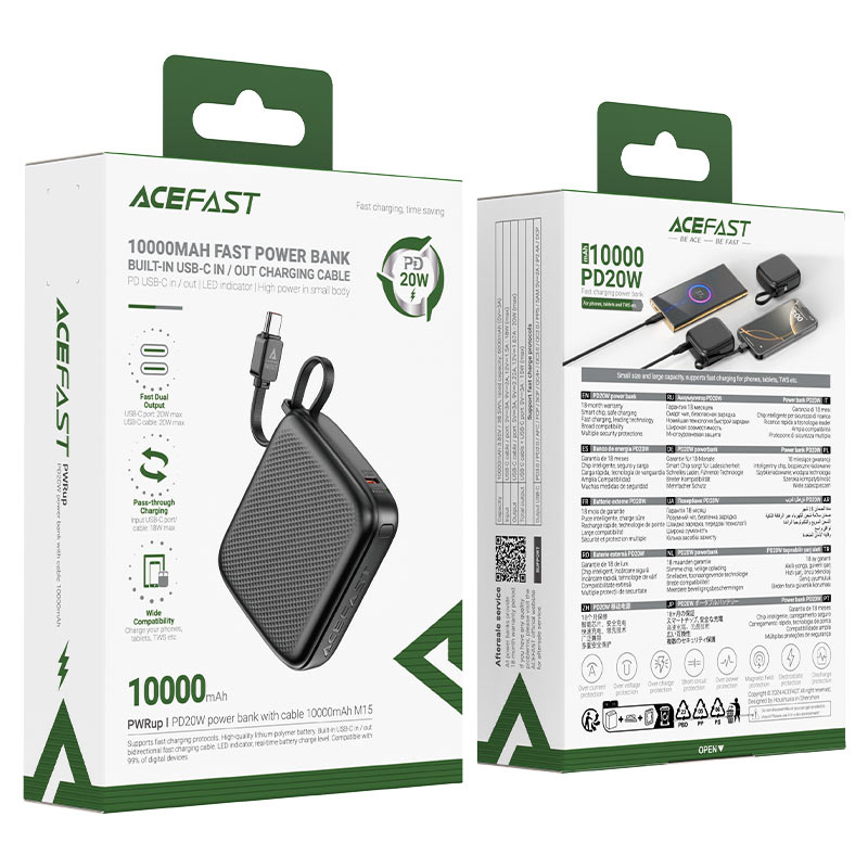 پاور بانک 20 وات 10000 ایس فست مدل Fast Charge Power Bank M15 PD20W 10000mAh
