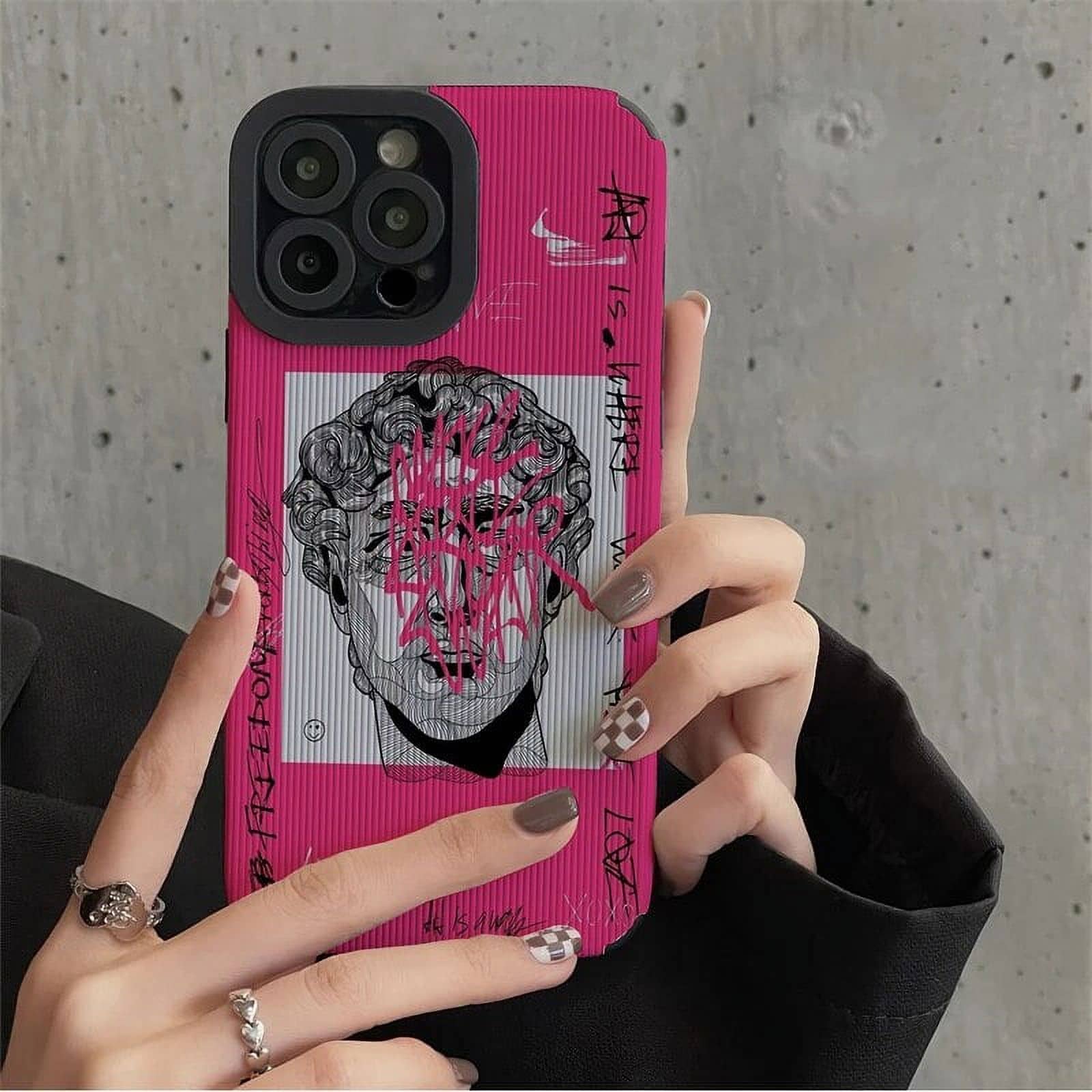 قاب کبریتی آیفون صورتی مدل دیوید David مناسب Iphone 13 ProMax , Iphone 13 Pro , Iphone 13 , Iphone 12 Pro , Iphone 11 Pro , Iphone X