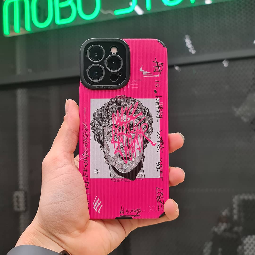 قاب کبریتی آیفون صورتی مدل دیوید David مناسب Iphone 13 ProMax , Iphone 13 Pro , Iphone 13 , Iphone 12 Pro , Iphone 11 Pro , Iphone X