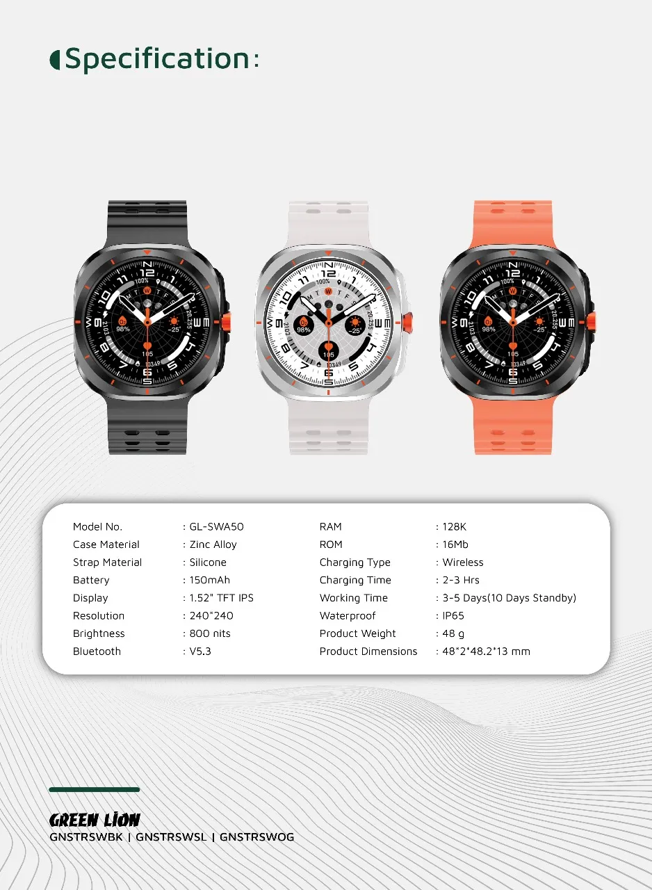 ساعت هوشمند گرین لاین مدل Green Lion Strive Smart Watch GNSTRSWSL