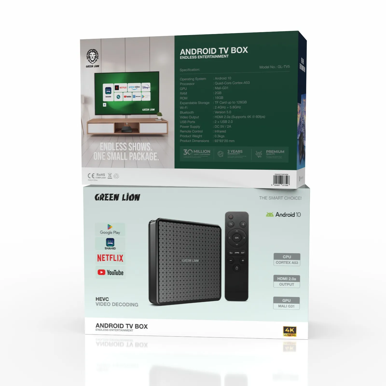 اندروید باکس 4K گرین لاین مدل Green Lion Android TV Box 4K with Remote Control GNANDTVBOXBK