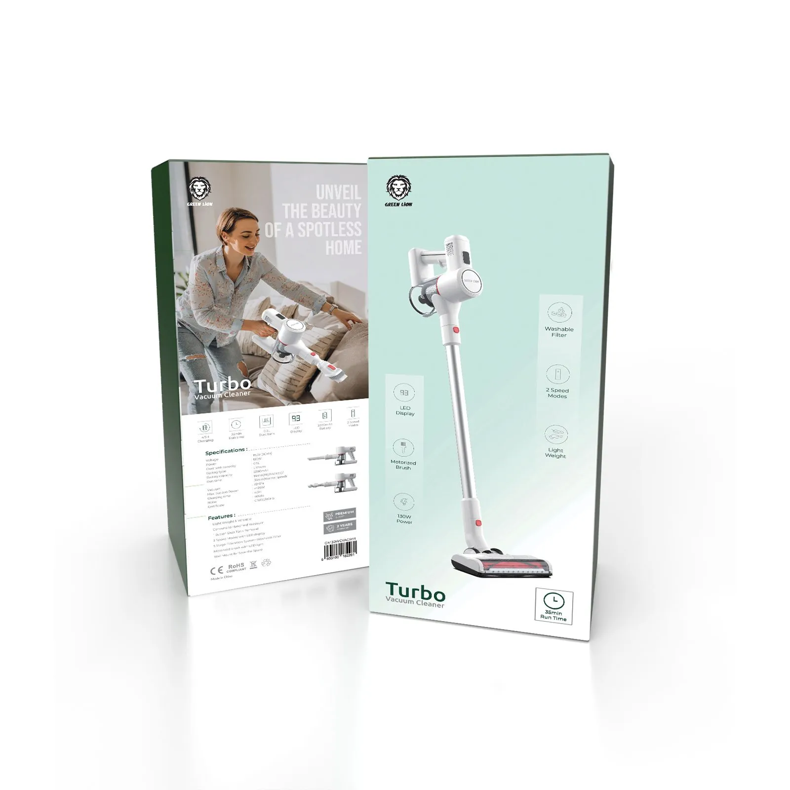 جاروبرقی شارژی گرین لاین توربو مدل Green Lion Turbo Vacuum Cleaner GN130WCVACWH