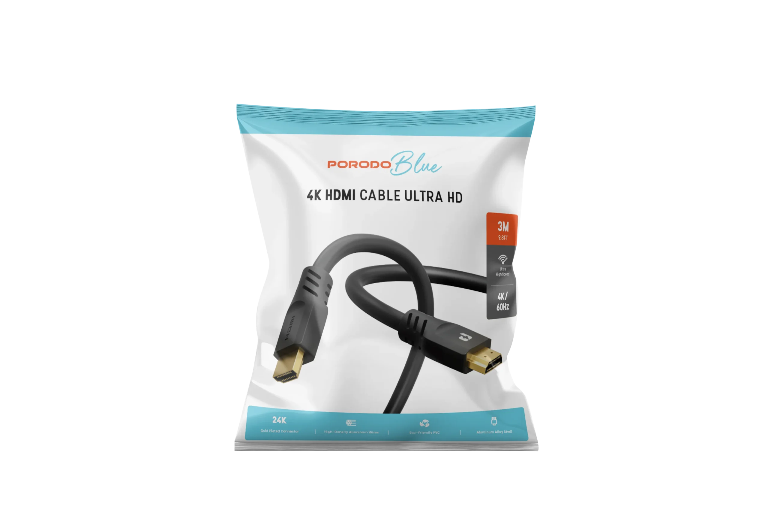 کابل HDMI پرودو 3 متری مدل Porodo Blue 4K/60Hz HDMI Cable Ultra HD PB-HD4K3M-BK