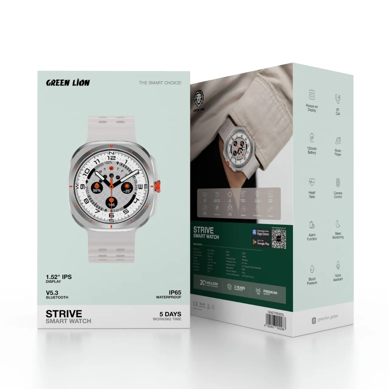 ساعت هوشمند گرین لاین مدل Green Lion Strive Smart Watch GNSTRSWSL