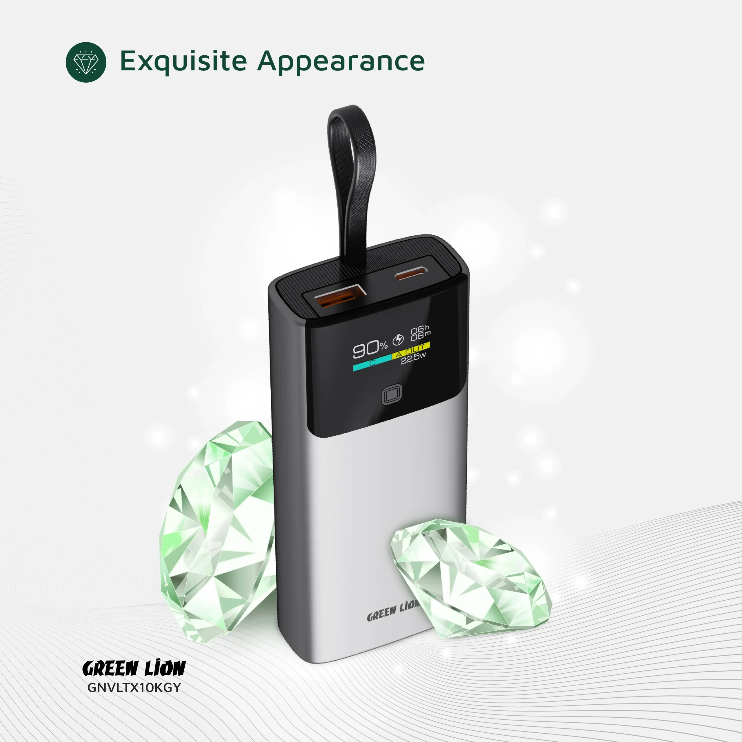 پاوربانک 20 وات 10000 میلیآمپر گرین لاین مدل Green Lion Voltix 10000mAh Power Bank PD20W GNVLTX10KGY