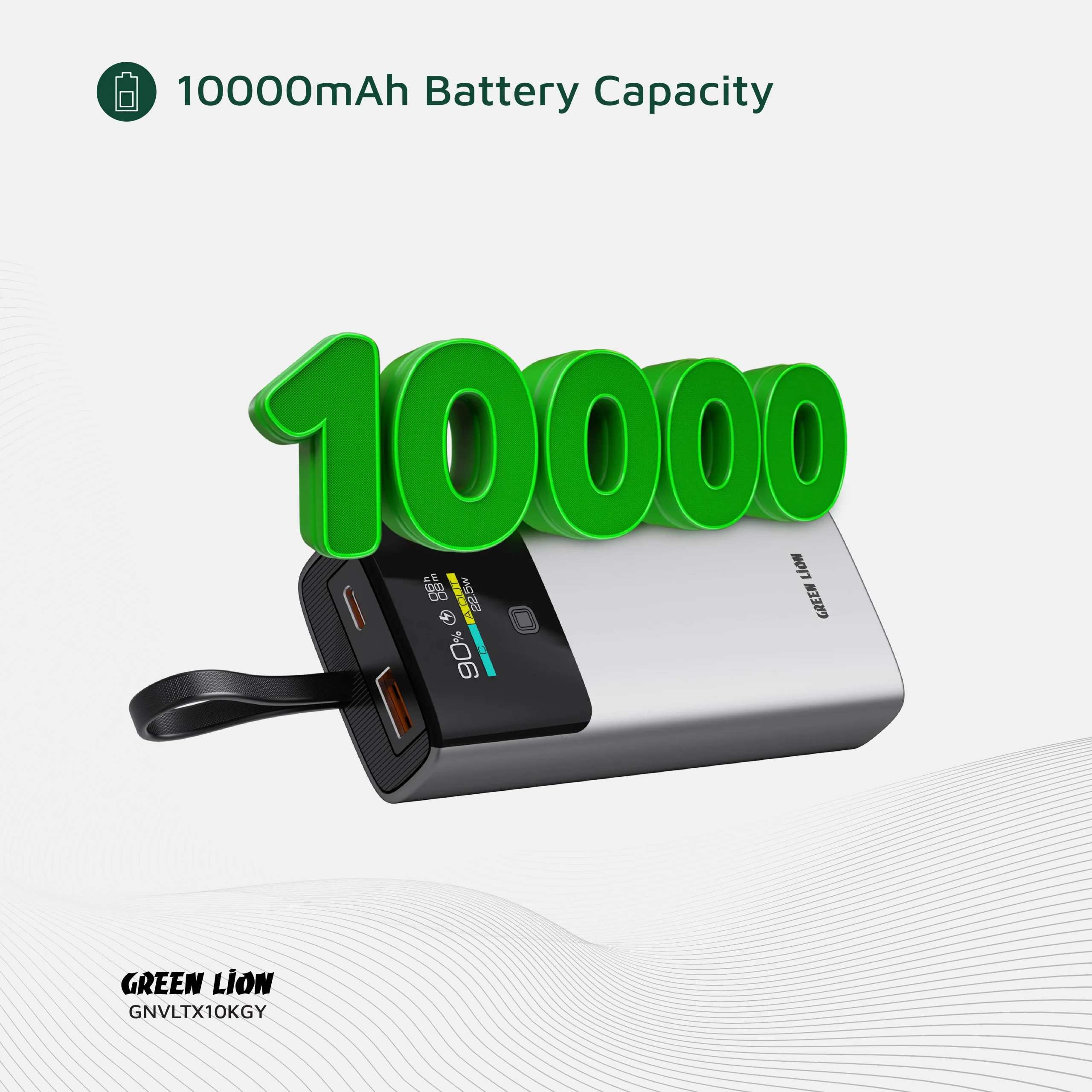 پاوربانک 20 وات 10000 میلیآمپر گرین لاین مدل Green Lion Voltix 10000mAh Power Bank PD20W GNVLTX10KGY