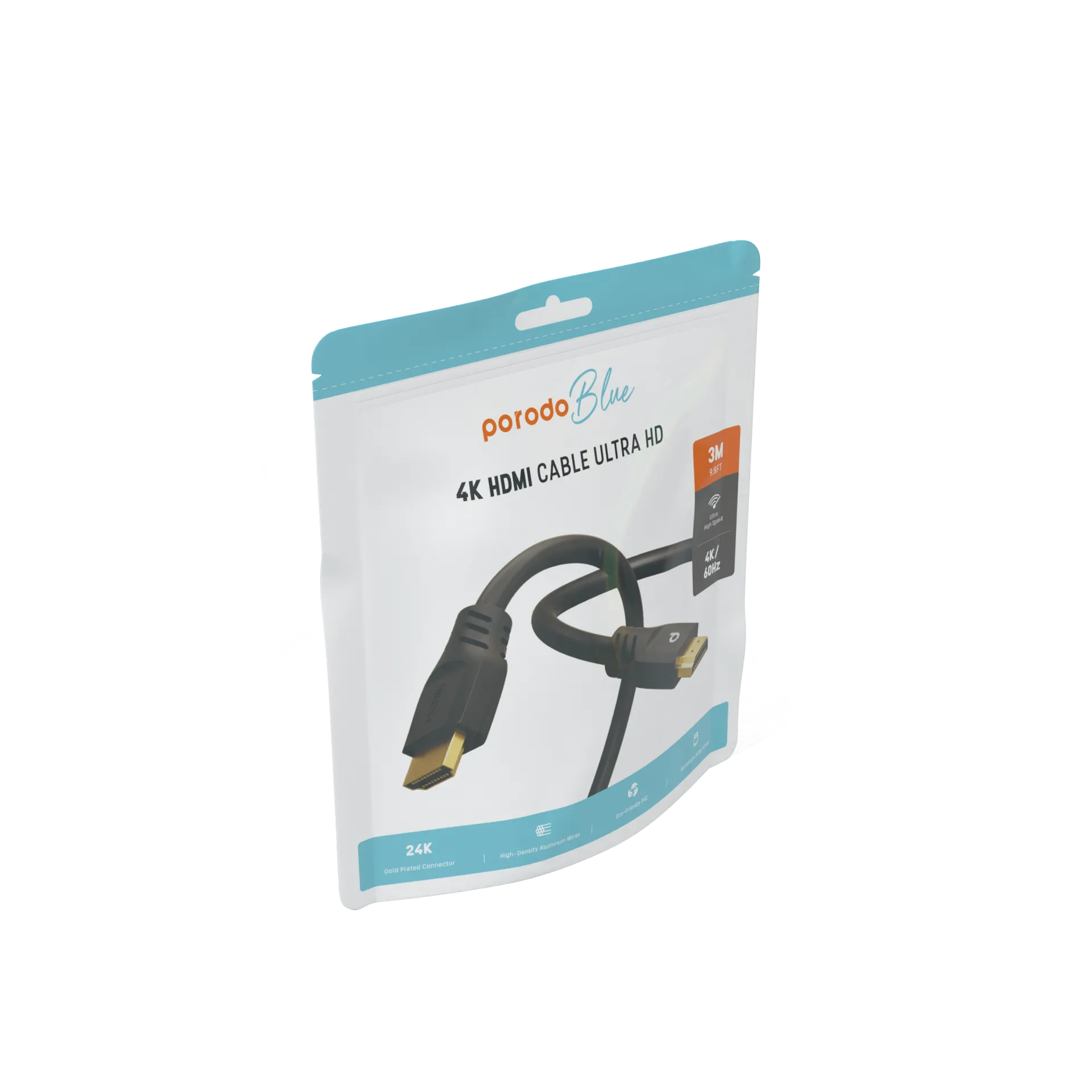 کابل HDMI پرودو 3 متری مدل Porodo Blue 4K/60Hz HDMI Cable Ultra HD PB-HD4K3M-BK