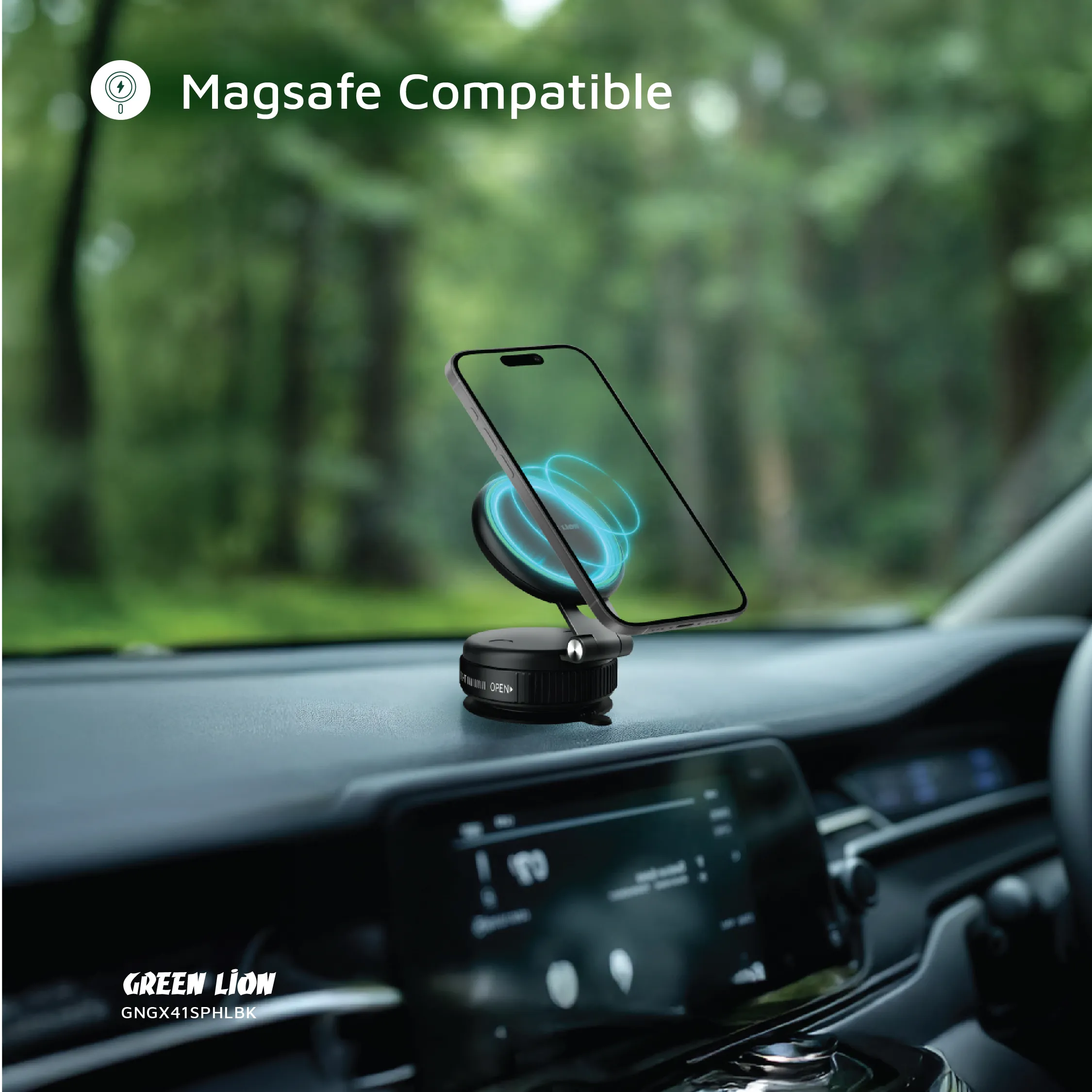 هولدر وکیوم گرین لاین مدل Green Lion GX-41 MagSafe Suction Phone Holder GNGX41SPHLBK
