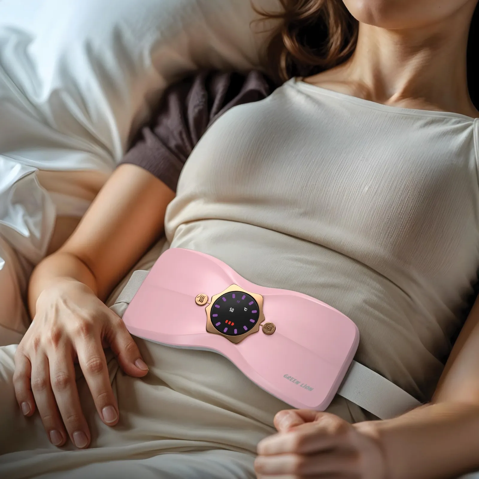 پد گرمایشی قاعدگی گرین لاین مدل Green Lion Flora Heat Menstrual Heating Pad - Pink GNFLRHTPDPK