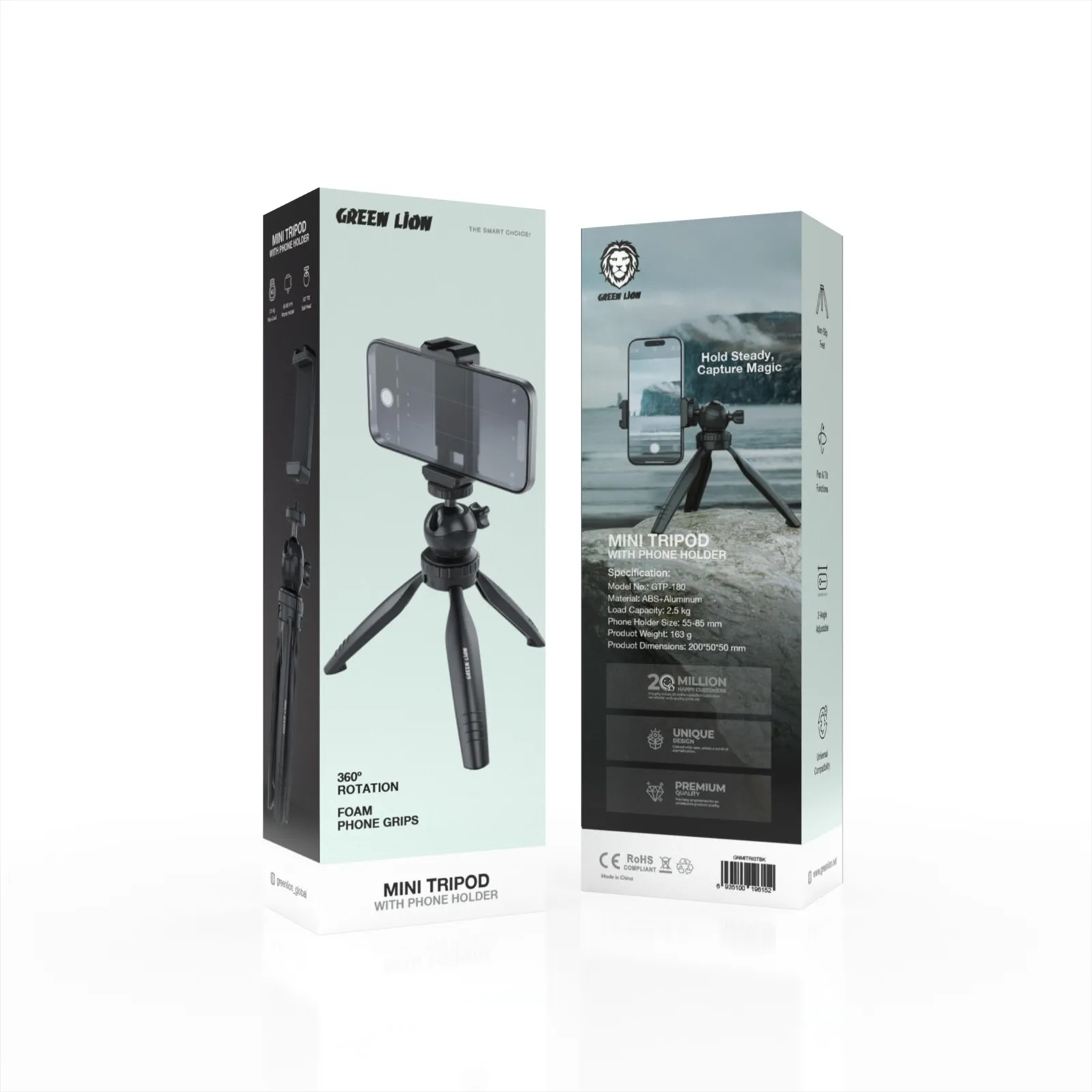 سه پایه رومیزی گرین لاین مدل Green Lion Mini Tripod with Phone Holder GNMITRISTBK