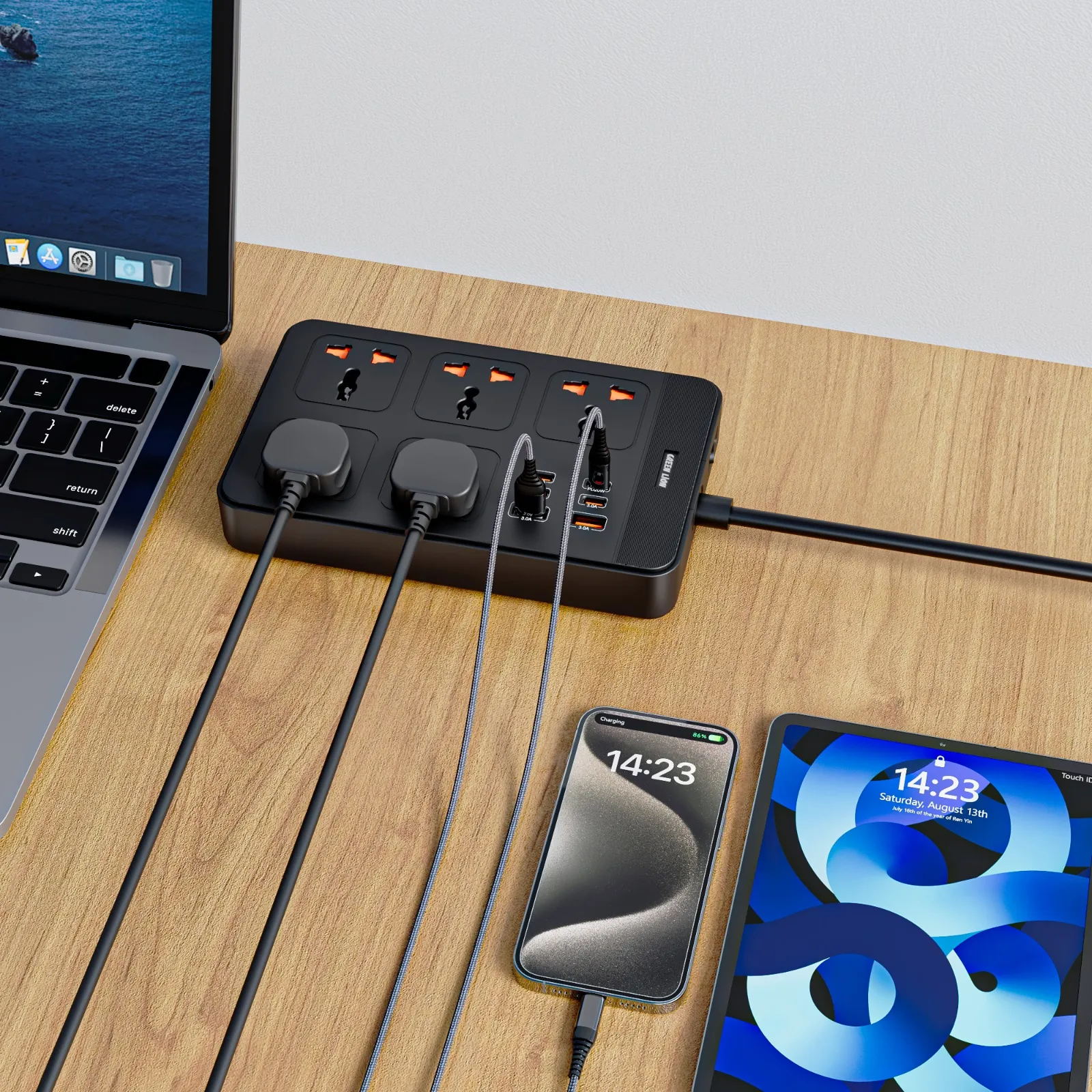 چند راهی برق 3 متری گرین لاین مدل Green Lion GS 500 Power Socket PD 20W GNGS500PSBK