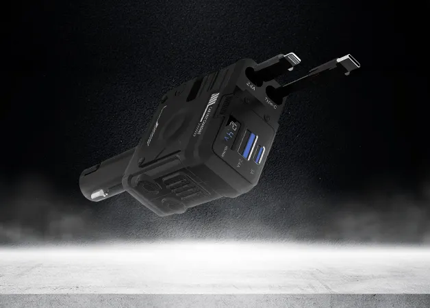شارژر فندکی 66 وات پرودو به همراه کابل متصل مدل Porodo 66W Car Charger Lightning & Type-C PDFWCH029BK