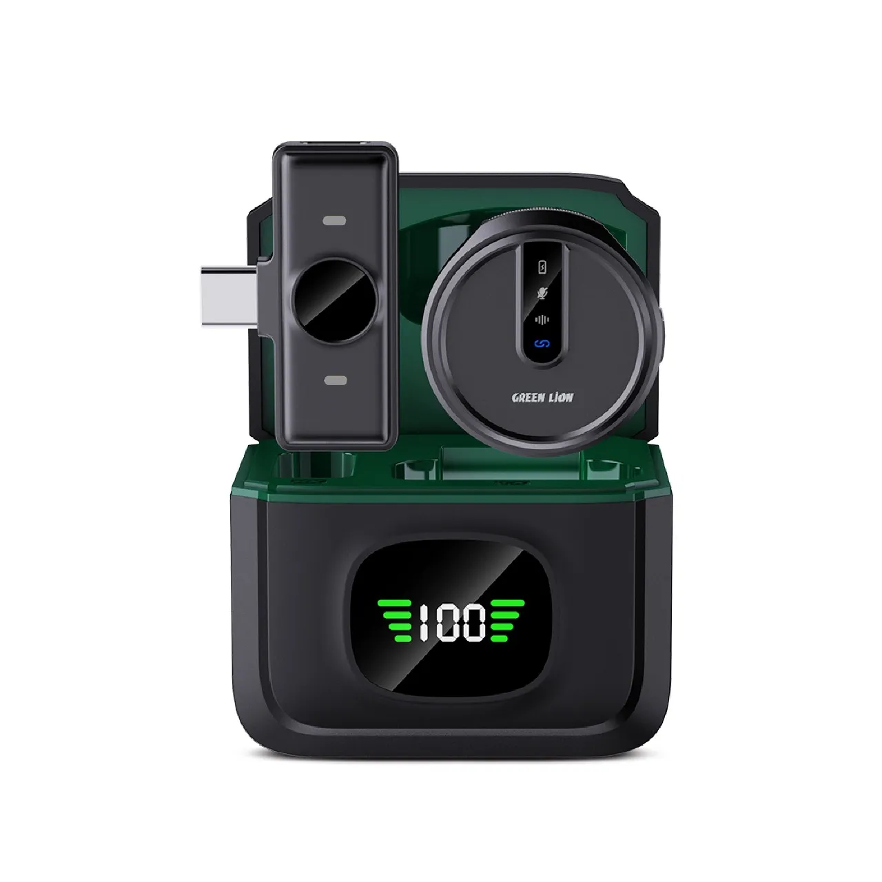 میکروفون بیسیم یقه ای گرین لاین مدل Green Lion GM-88X Wireless Microphone with Digital Display GN88XMICTCBK