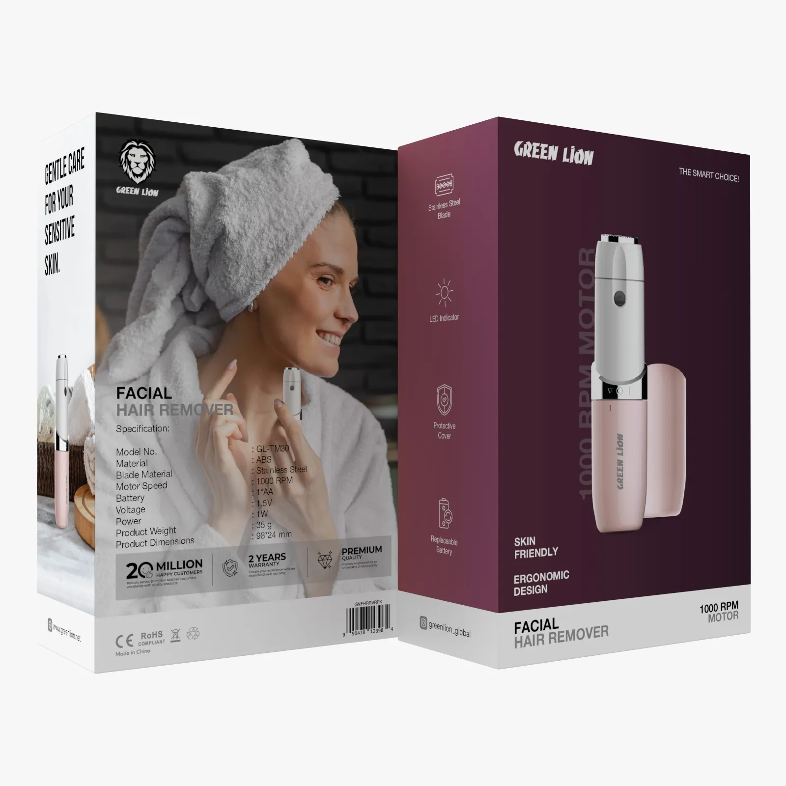 ماشین اصلاح صورت گرین لاین مدل Green Lion Facial Hair Remover GNFHRRVRPK